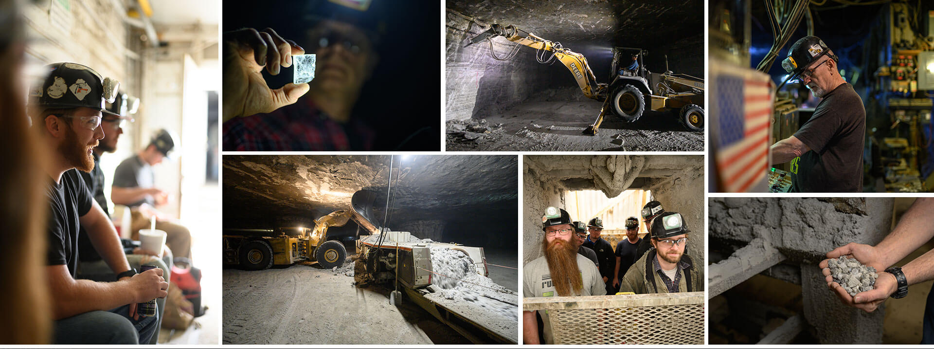 Collage of Images of Salt, Mining Process, and Team